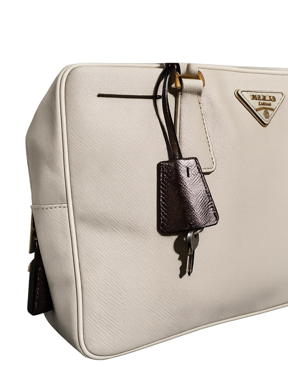 Authentic Prada Bauletto Cream Saffiano Leather Satchel Bag - Picture 5 of 17